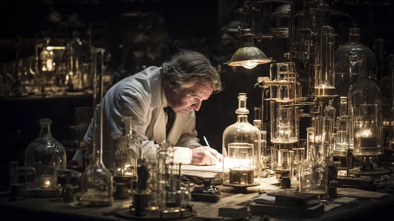 A scientist at work in a Victorian laboratory