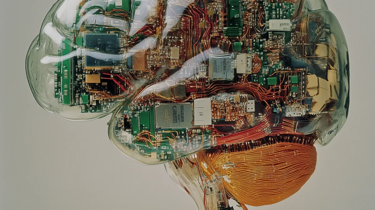 A human brain made of electronics and energy --raw --stylize