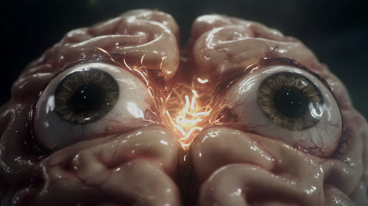 An anatomical image of the human brain eyes still attached cl