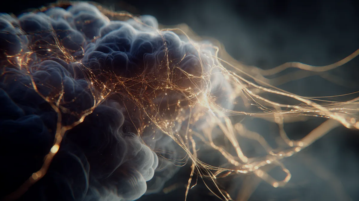 Sleeping brain tangled wires dark shadows dark moody atmosphe