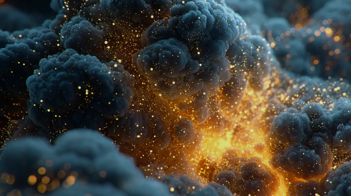 Golden particles swirling