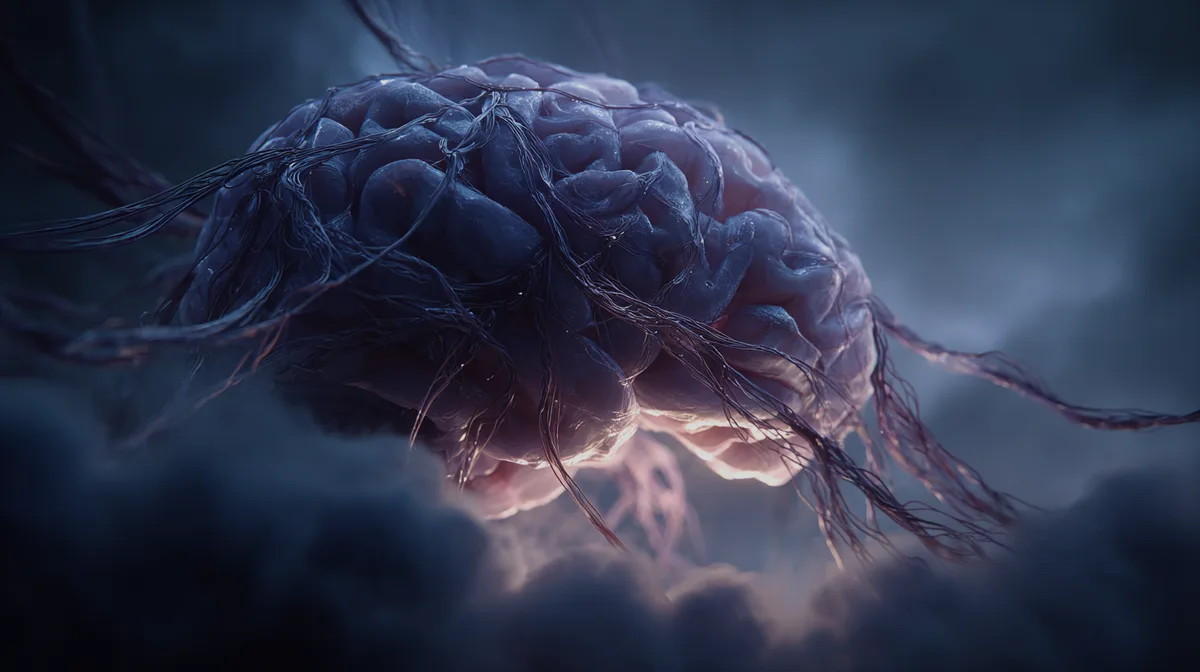 Sleeping brain tangled wires dark shadows dark moody atmosphe