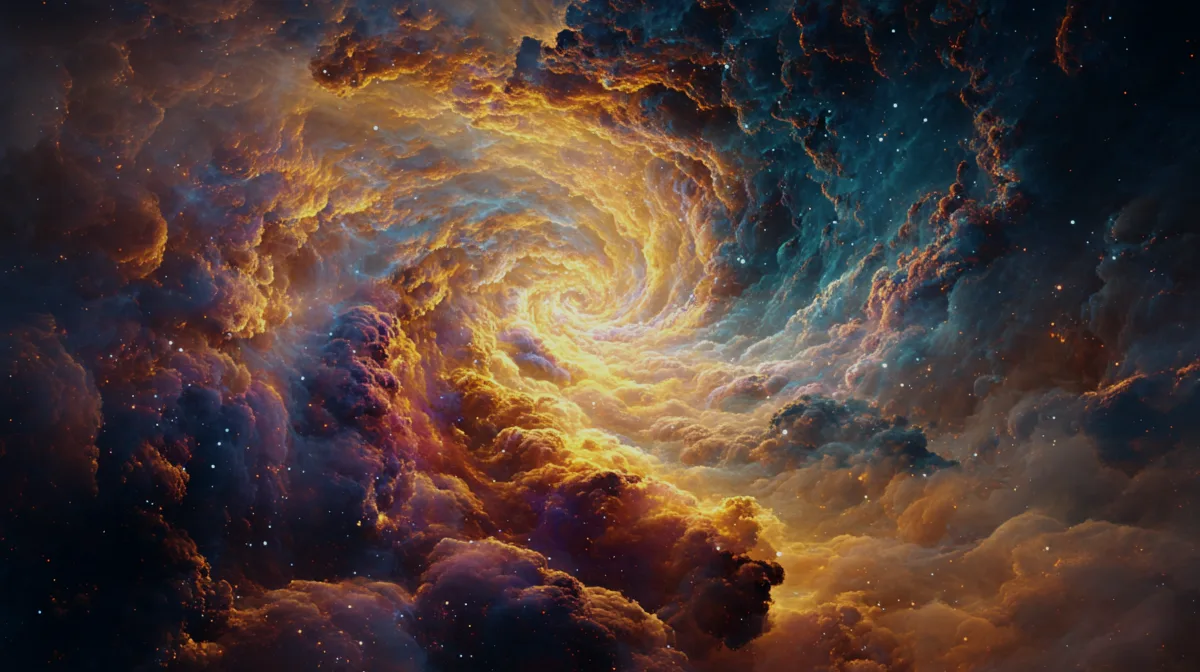 Dark multi colored space nebular massive swirling and floatin