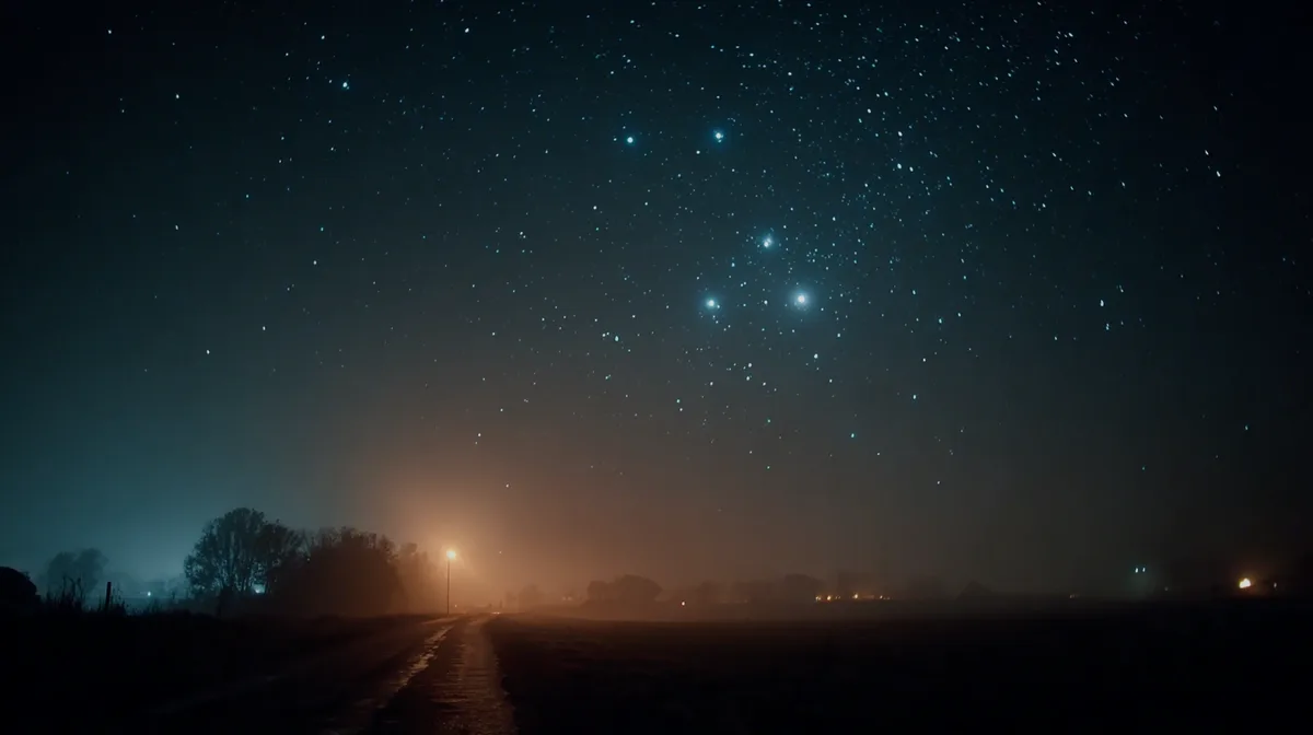 Night sky boomerang arc stars align