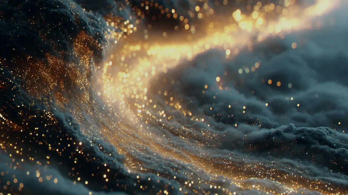 Golden particles swirling
