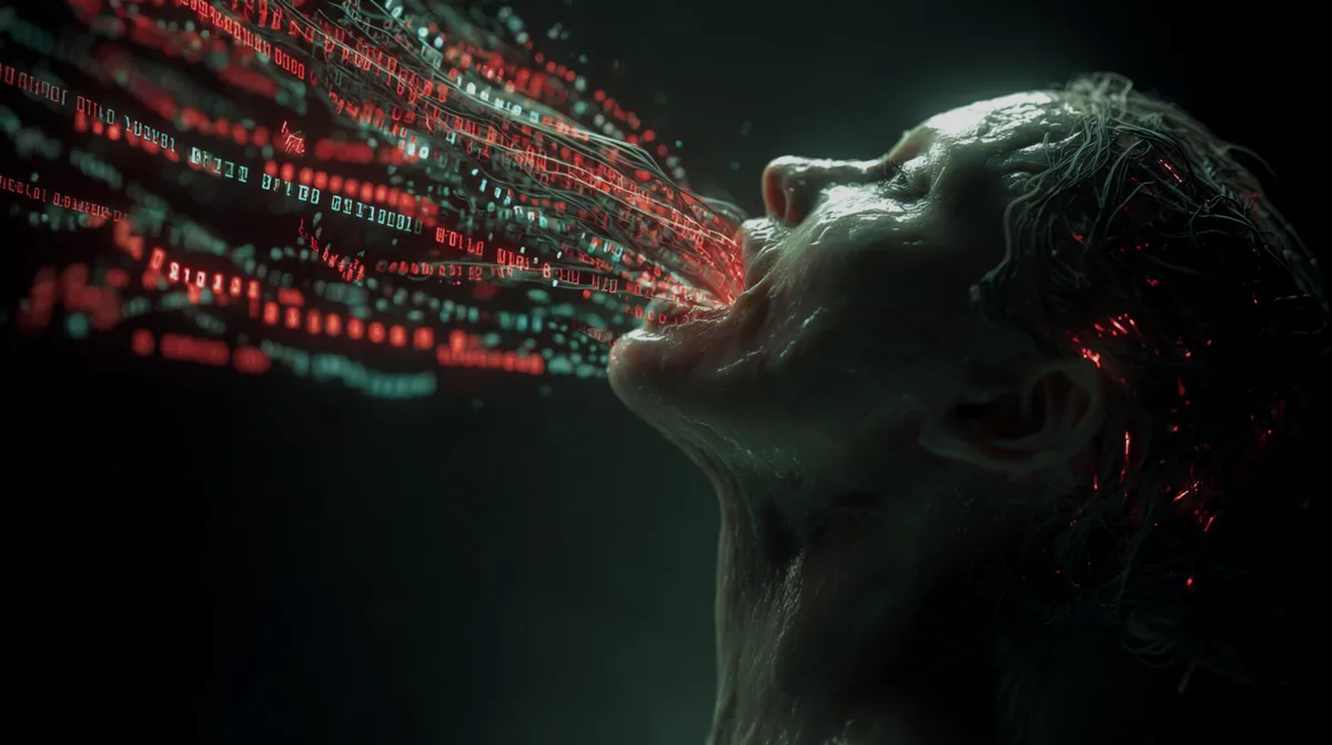 A representation of human thoughts being extracted and digiti