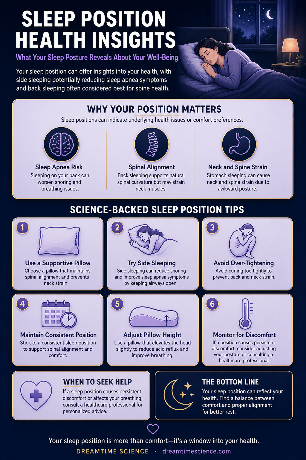 Infographic summarising What Your Sleep Position Says About Your Health