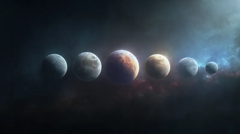 Moons aligned in deep space